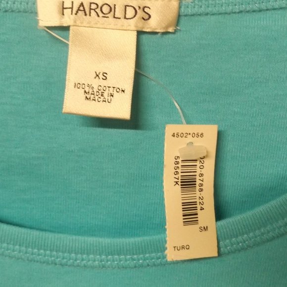 NWT, HAROLD'S XS, LONG SLEEVE, TURQUOISE, PULLOVER SHIRT, CASUAL - Picture 3 of 3